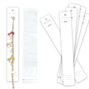 Jewellery Display Card with Plastic Bags Jewellery Tags for Bracelet, Necklace, Jewelry, White - 120 PCS, 20 x 3 CM